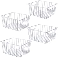 Los mejores  - SANNO Almacenamiento Cesta Bases Organizador con Mangos para Cocina- despensa- congelador- Gabinete - Pearl White (2…